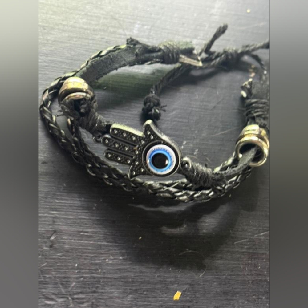 Black and Silver Hamsa Bracelet